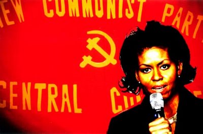 Michelle Hussein running an evil communist rally